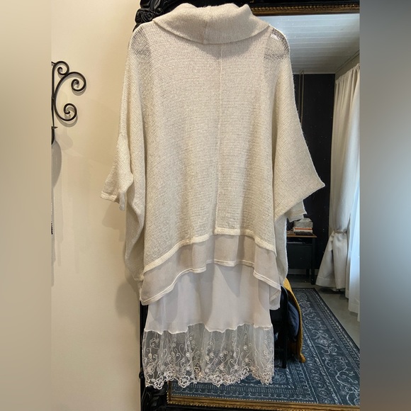 2 piece oversized knit sweater with embroidered dress slip - Picture 4 of 14